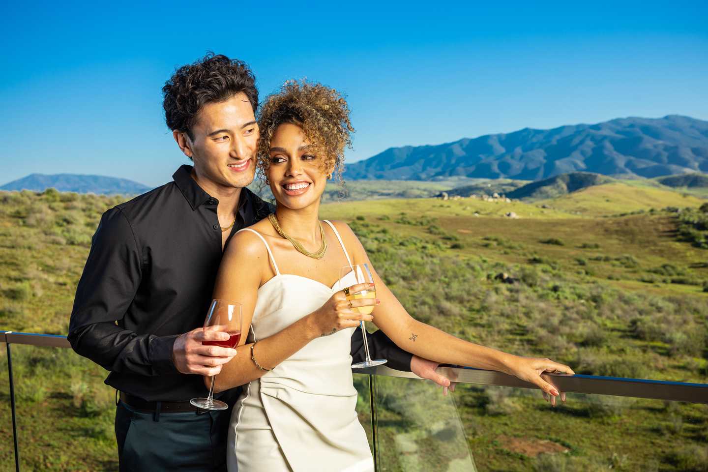 A couple on the terrace of Prime Cut Steakhouse & Seafood.