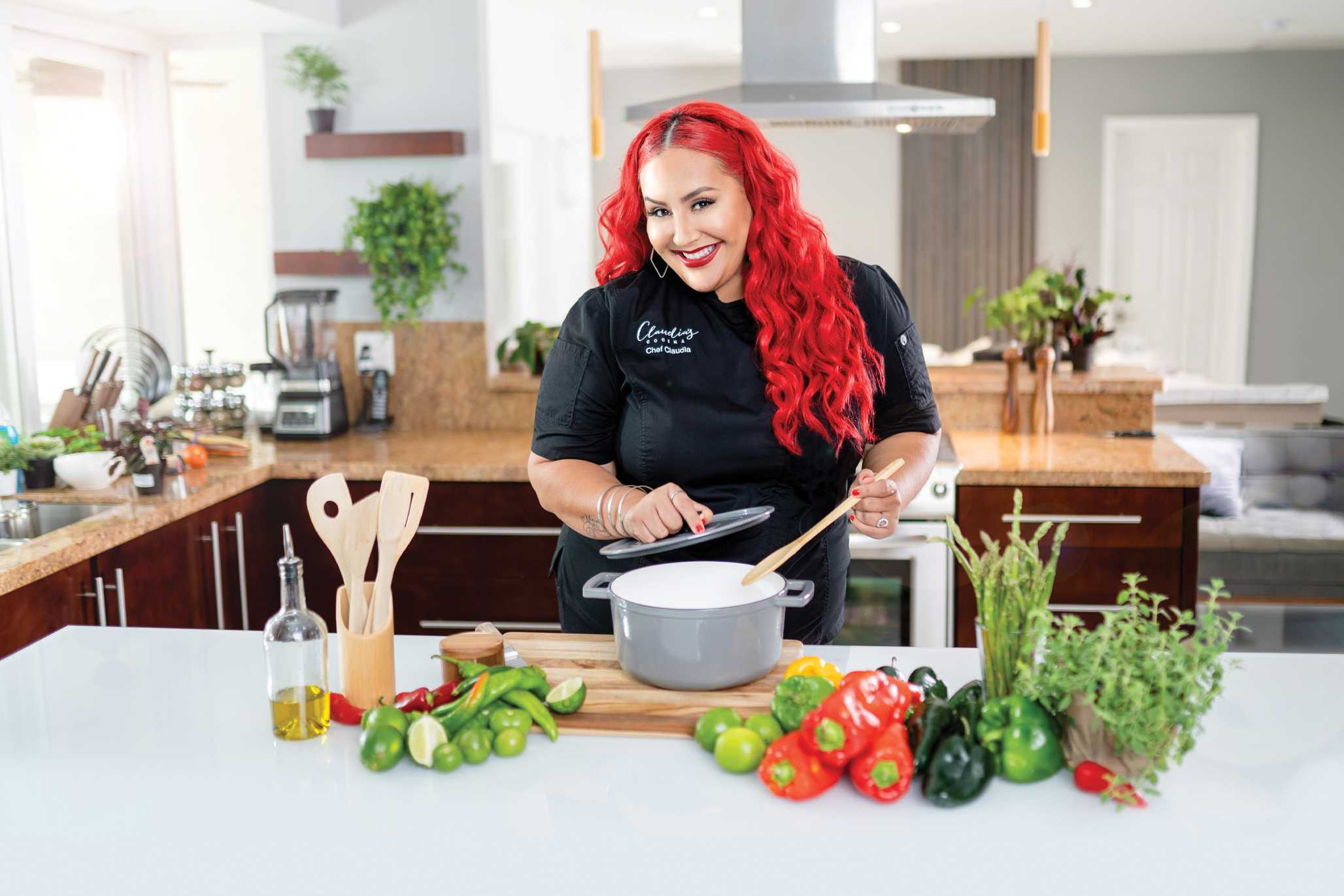 Chef Claudia Sandoval in the kitchen